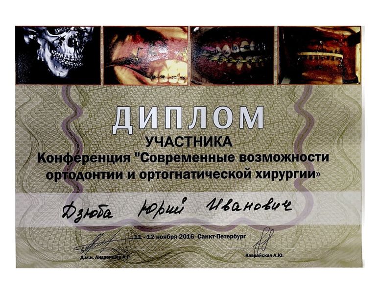 Сертификат Дзюба Юрий Иванович
